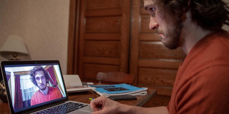 zoom, sad, computer, messy, beard, hair, long, beard, wood, macbook, notebook