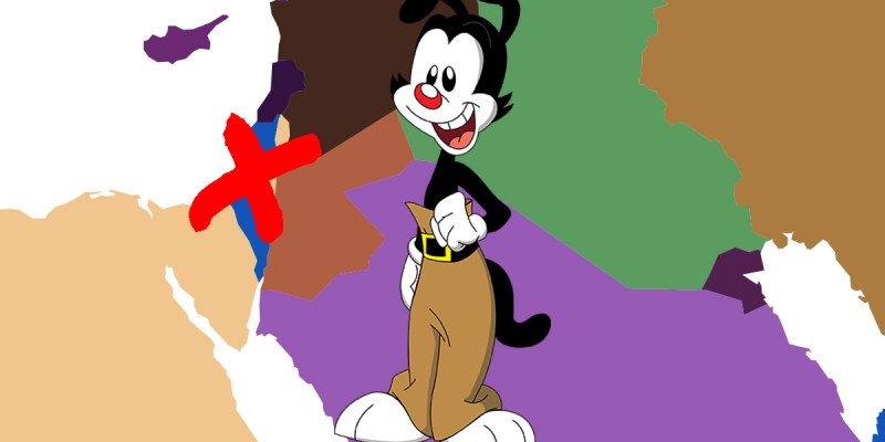 yakko, map, colorful, pants, belt, too big, world map, geography, tv show