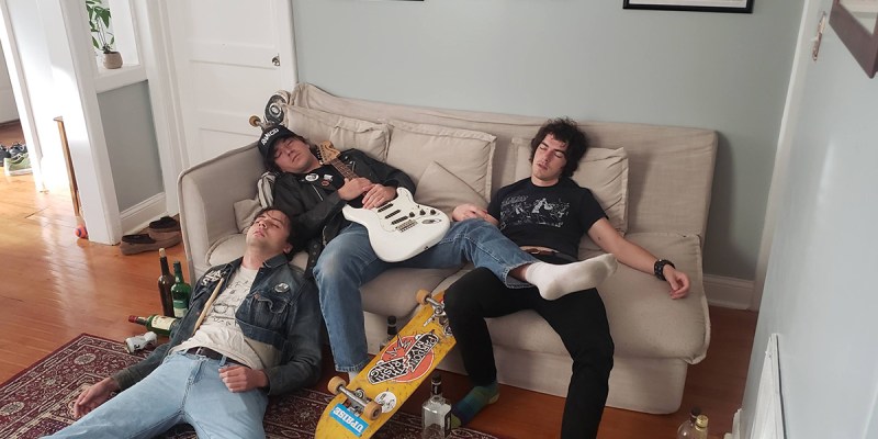 gas leak, guitar, skateboard, leather, dead, sleep, white noise, punk house, dirty, scary