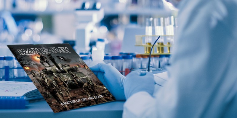 iron maiden, blue, lab, sterile, science, scientist, album, vinyl, time, cut, song