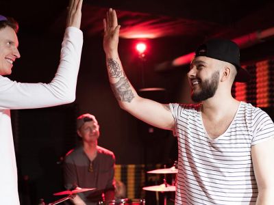 hardcore, metal, powerviolence, reunion, cash grab, guys, stripped shirt, hat, beard, drums, play