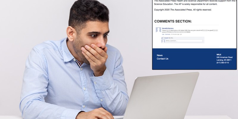 internet, computer, mac, macbook, news site, man, gasp, surprise, offended, scary