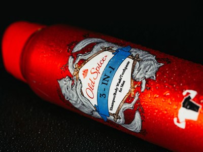 old spice, red, can, spray, smell, shampoo, body wash, toothpaste, clean, soap, cool, trendy