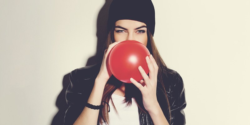 balloon, girl, hat, vintage filter, artsy, drugs, inhale, high, bored, relax