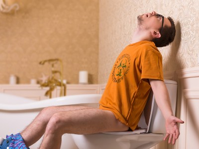 gross, water, toilet, poop, orange shirt, tub, bathroom, piss, pee