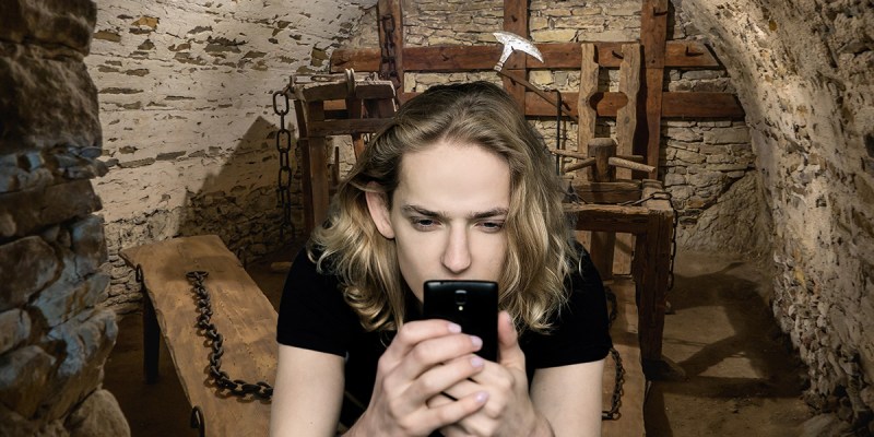medieval, torture, museum, old, classic, metal, weird, poser, creepy, woman, phone, google, blonde