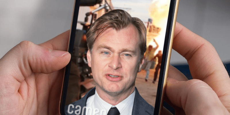 Christopher nolan, cameo, video, special effects, phone, ugly, screen, explosion, fire, action, dramatic, thriller, movie