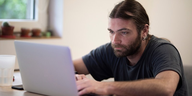 11th grader, future, lame, failure, sad, loser, long hair, zoom class, computer, old, facial hair