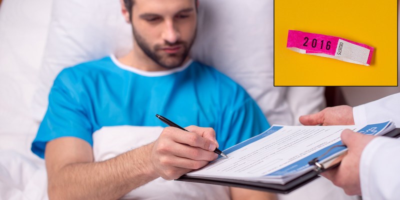 wristband, hospital, sued