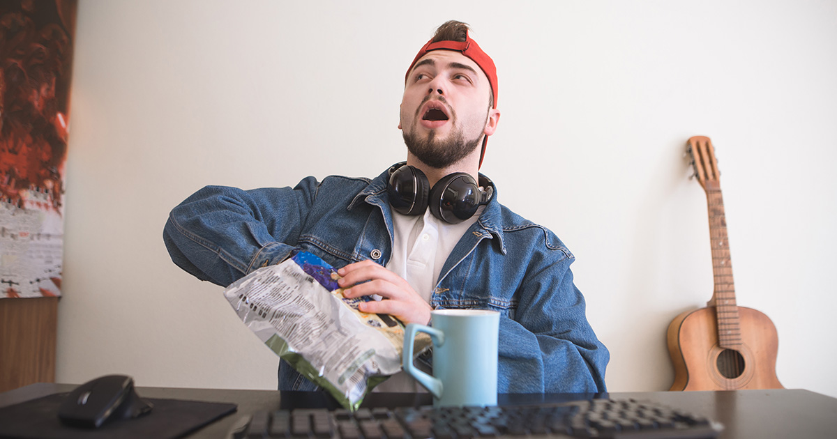 man, chips, stale