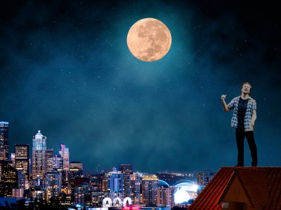 moon, night time, howl, foggy, full moon, werewolf, scary, horror, eddie vedder, transform, rooftop, loud, crazy, weird, drugs