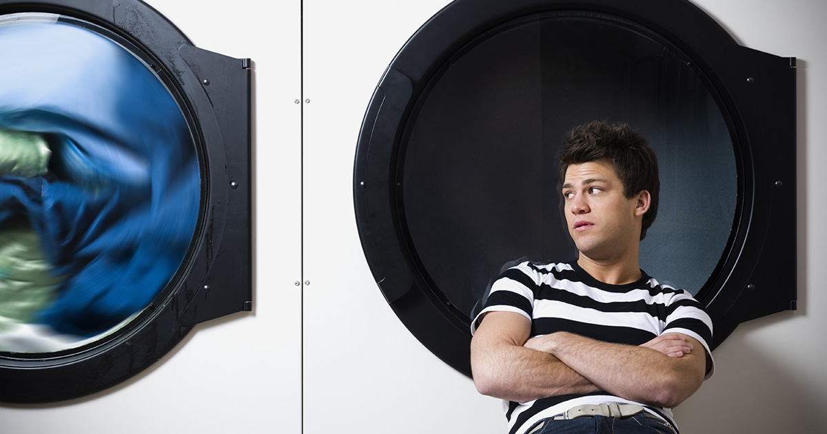 man, laundry, realization