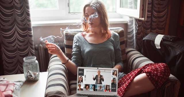 Punk Teens Ditch Zoom Class to Smoke Cigarettes Behind Their Laptops