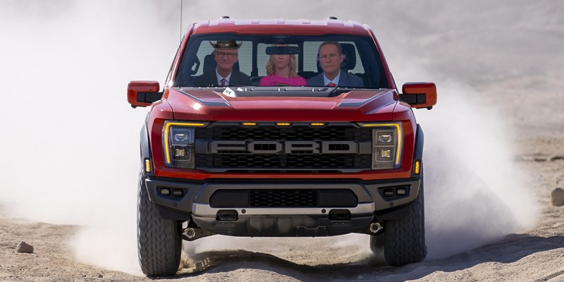 ford, ford F-150, pick up truck, red, large, work trick, drive, pull, haul, rugged, interview, fox, friends, republican, conservative, sad, redneck, white trash, conspiracy, theory, red pilled, inappropriate, hate, silly