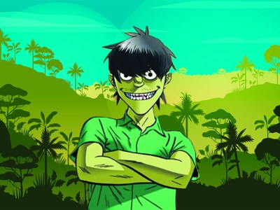 gorillaz, dead, overdose, drugs, heroin, cartoon, green skin, monster, gorilla, monkey, ape, funny, silly, weird, sad, tragic, musician, bassist, grave, bury, six feet under