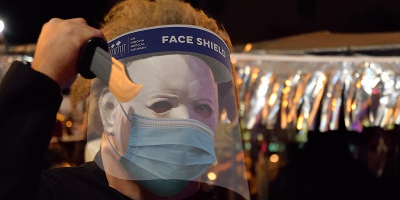 michael myers, triple mask, vaccine