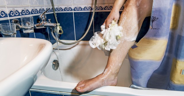 Wet Shower Curtain Clinging to Woman’s Leg Most Intimacy She’s Experienced in Years