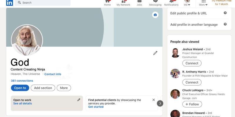 god, linkedin, content creating ninja