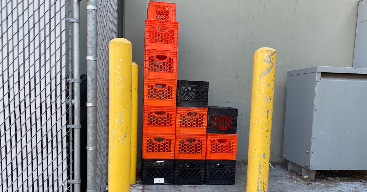 milk crate, punk, bookcase