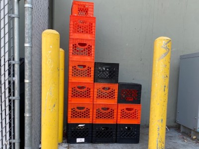 milk crate, punk, bookcase