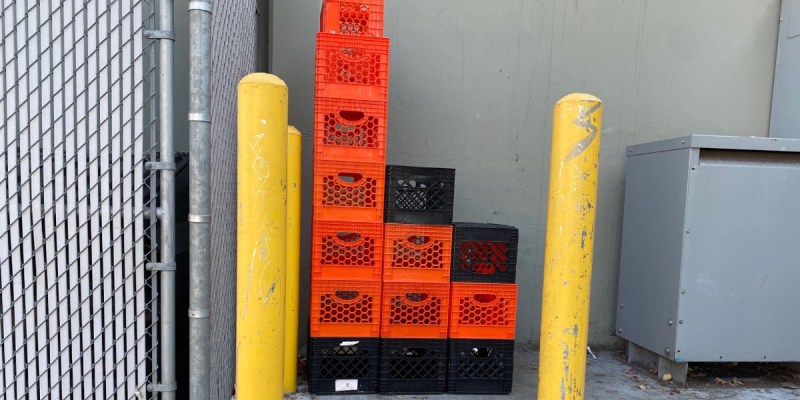 milk crate, punk, bookcase