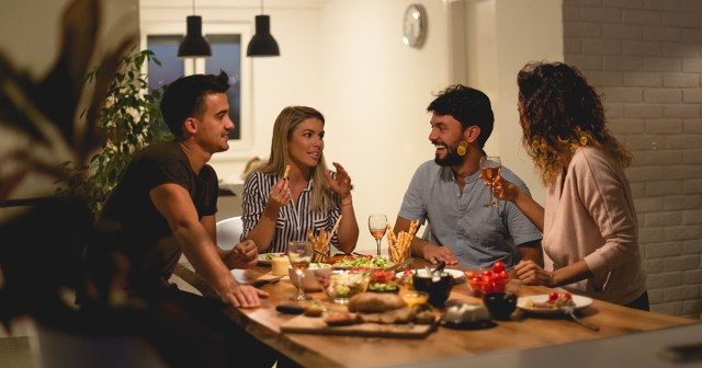 Dinner Guests Blissfully Unaware Hosts Fucked on Table They’re Eating Off Just Half Hour Ago