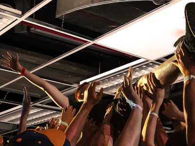 hardcore, ceiling tile, crowdsurfing