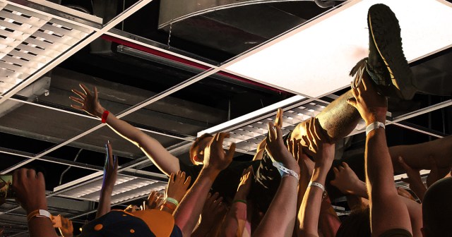 Crowd Surfing Hardcore Kid Sets Sights On Last Remaining Ceiling Tile