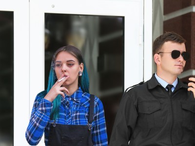 smoker, punk, security guard