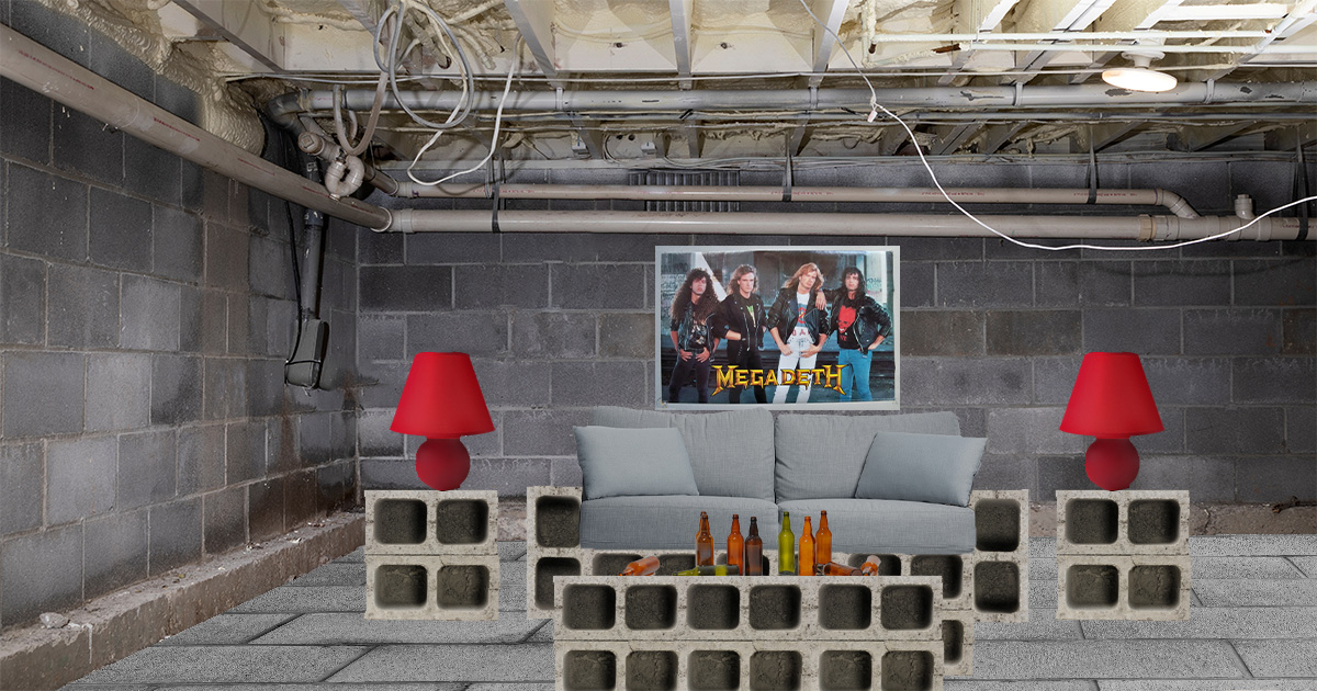 metal, cinder block, furniture