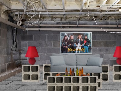 metal, cinder block, furniture