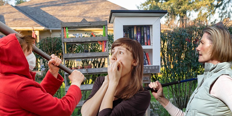 tiny, library, kneecaps