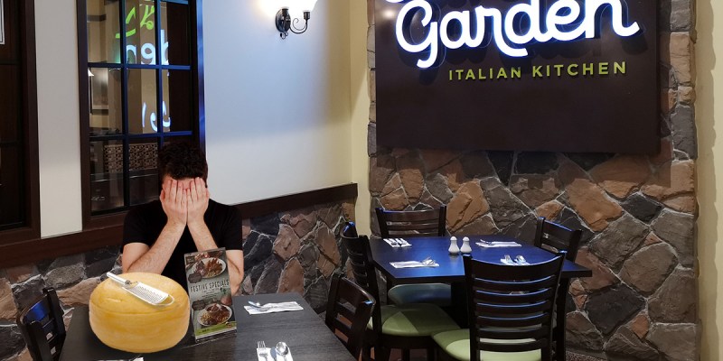 olive garden, cheese grater, depressed