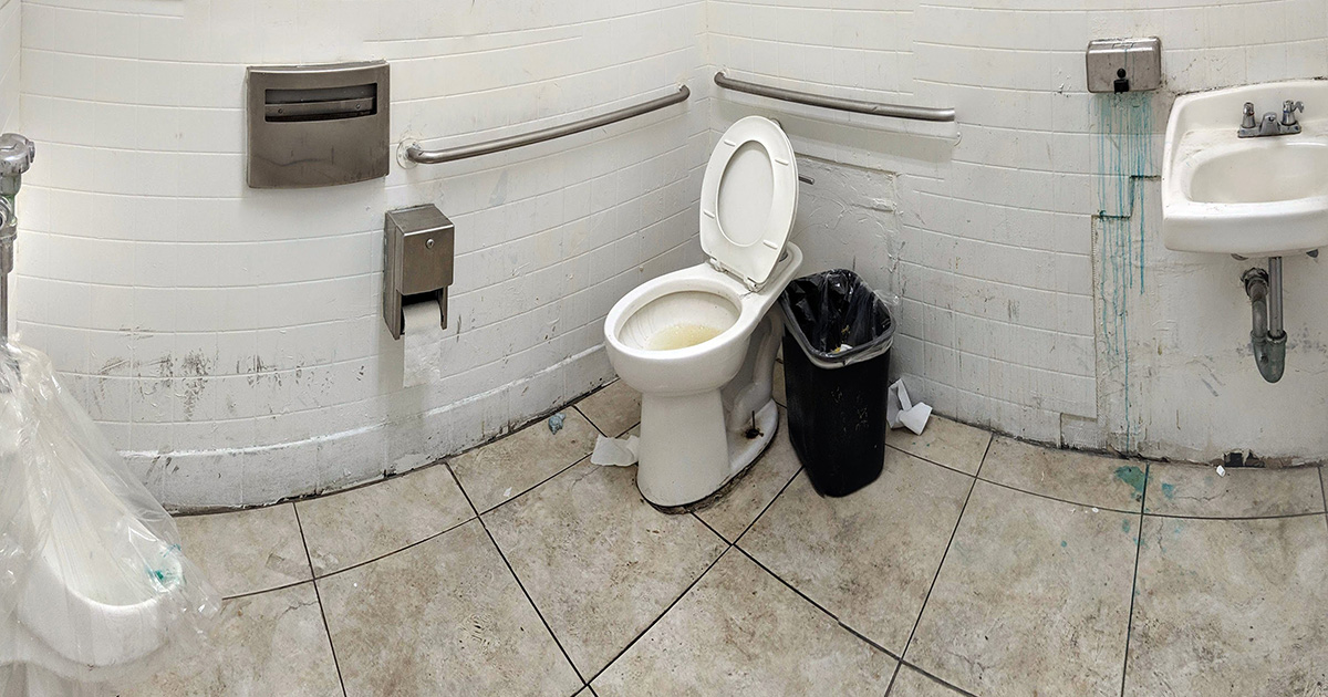 dive bar, toilet, clean
