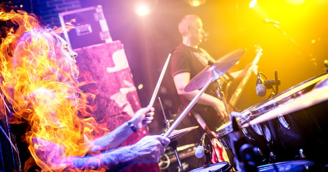 Crowd Not Sure if Drummer Engulfed in Flames Part of Show or Not