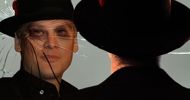 “I’m a Spooky Boy” Mutters Matt Skiba Repeatedly While Staring At Self In a Cracked Mirror