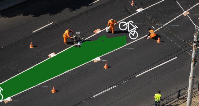 City Stencils Image of Bicycle on Highway to Make it More Bike Friendly