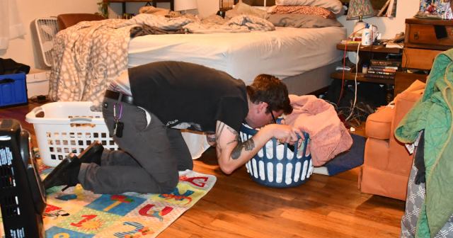 Drunk Friend Somehow Makes It Past Three Separate Locked Doors To Vomit On Stack of Freshly Laundered Clothes