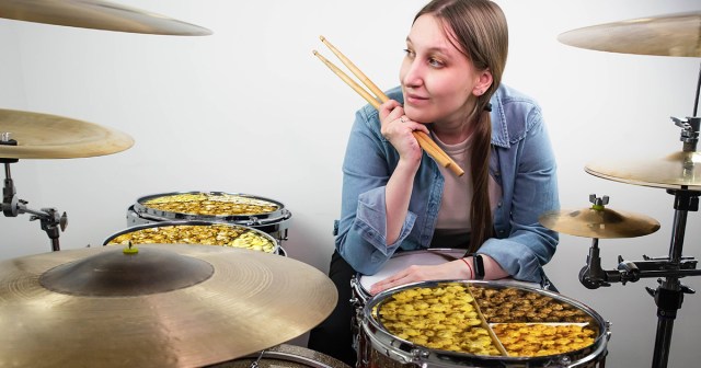 Drummer Gets in Holiday Spirit by Revealing Each Piece of Kit Contains Three Kinds of Popcorn