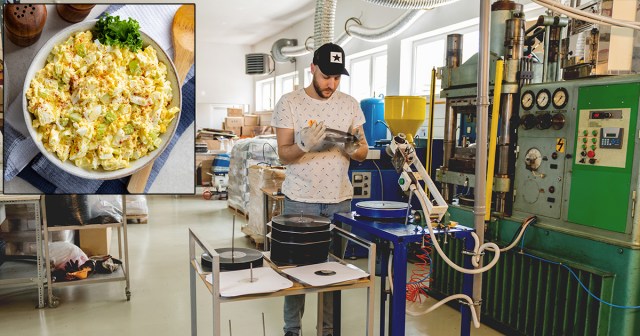 Worker Who Dropped Lunch at Pressing Plant Inadvertently Creates Limited Edition Egg Salad-Swirl Vinyl Variant