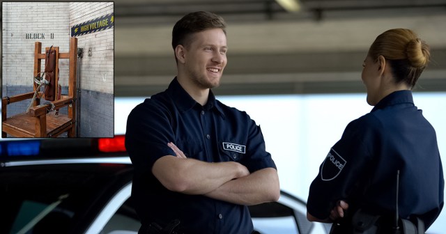 “We Like To Have Fun Around Here,” Says Older Cop While Showing Rookie Where Department Keeps Its Electric Chair