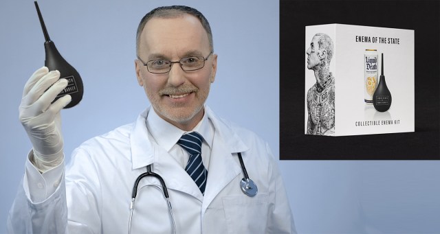 New Travis Barker x Liquid Death Enema of the State Enema Kit, 10 Out of 10 Proctologists Agree: It Exists