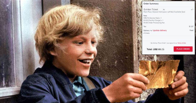 Ticketmaster Hits Charlie Bucket with $98.75 Service Fee for Finding Golden Ticket