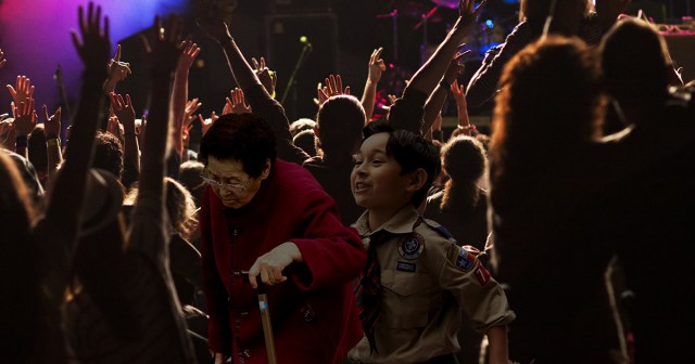 Punk Boy Scout Helps Elderly Woman Across Open Pit