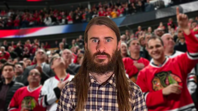 Man In Crowd Imprints on Arena Vendor Walking Aisles Like Baby Bird