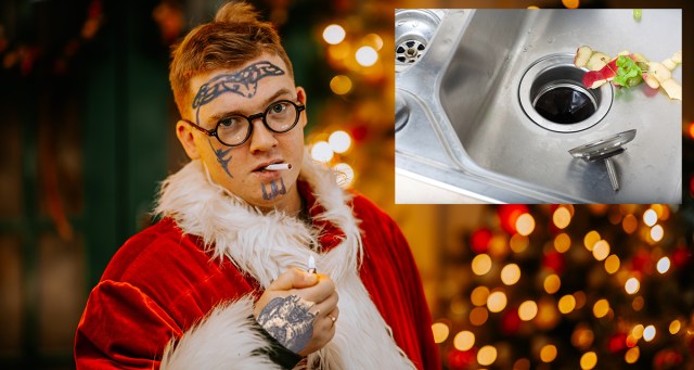 Crust Punk Santa Enters Home Through Garbage Disposal