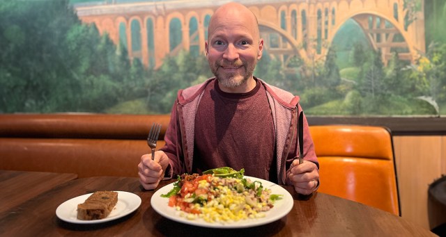 Saving Biggest Piece of Chicken for Last Bite of Cobb Salad Most Rewarding Part of Man’s Day