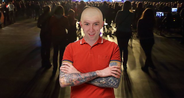 Poser at Oi! Show Wearing Bald Cap