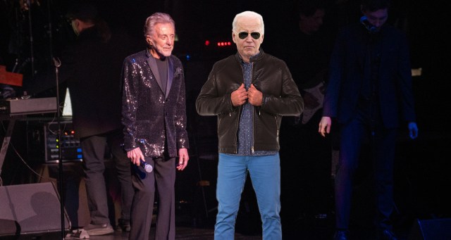 Biden Attempts to Appeal to Youth By Appearing On Stage at Frankie Valli Concert in New Leather Jacket and Blue Jeans