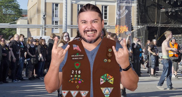 Metalhead Running Late for Show Accidentally Puts On Sister’s Girl Scouts Vest